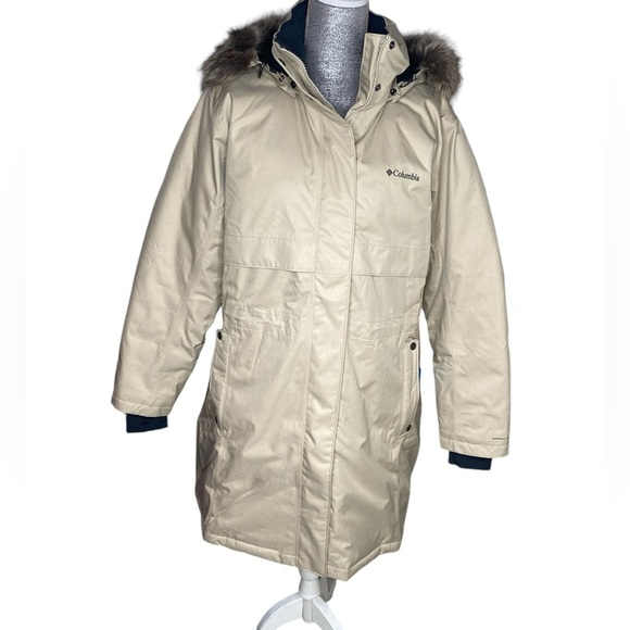 NWT Columbia Womens Apres Arson Winter Long Down Jacket 2X Beige - Picture 1 of 14